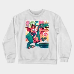 Mushrrom Warrior & Dinosaur Crewneck Sweatshirt